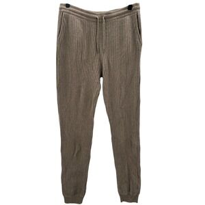 NAADAM Cashmere Neutral Ribbed Knit Cuff Jogger Pants Lounge Casual Size Large
